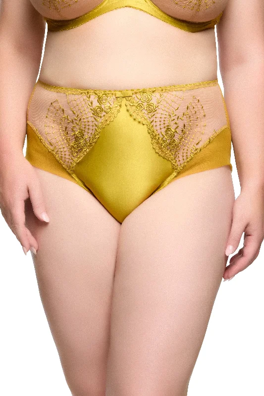 Julies' Roses Chartreuse High Waist Curve Brief