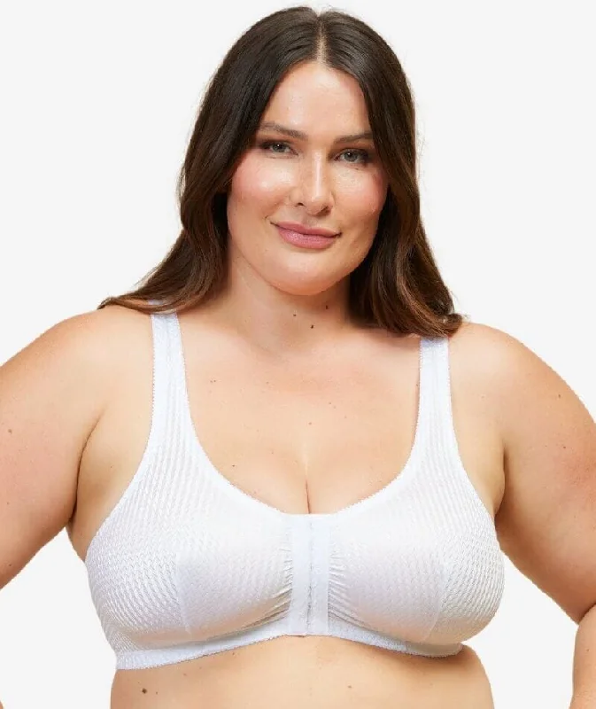 bralette sports bras for light exerciseLeading Lady Marlene Wire-free Front Close Comfort Bra - White