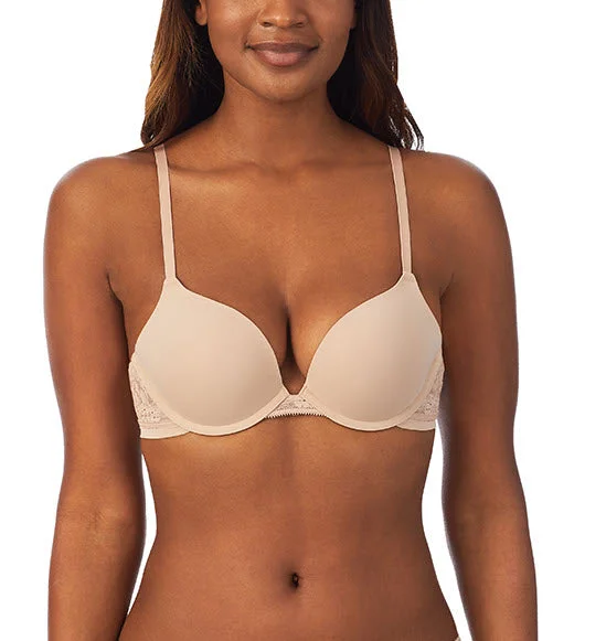 Bra with a satin - lined cup for a smooth and comfortable fit​ On Gossamer Sleek Micro Champagne Push Up Bra G9200