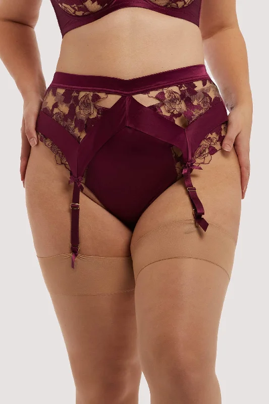 Rosabelle Dark Cherry Curve Suspender Belt