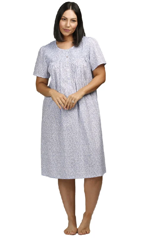 Ditsy Short Sleeve Cotton Nightie (Blue)