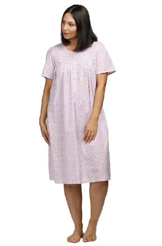 Ditsy Short Sleeve Cotton Nightie (Pink)