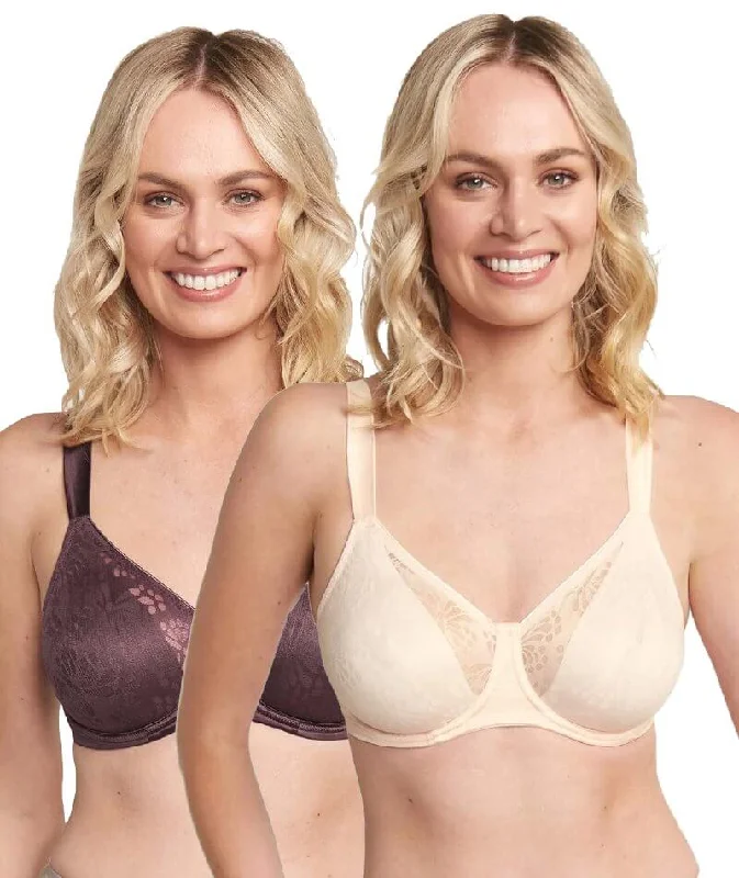 Triumph Lacy Minimizer 2 Pack Bra - Cream/Brown