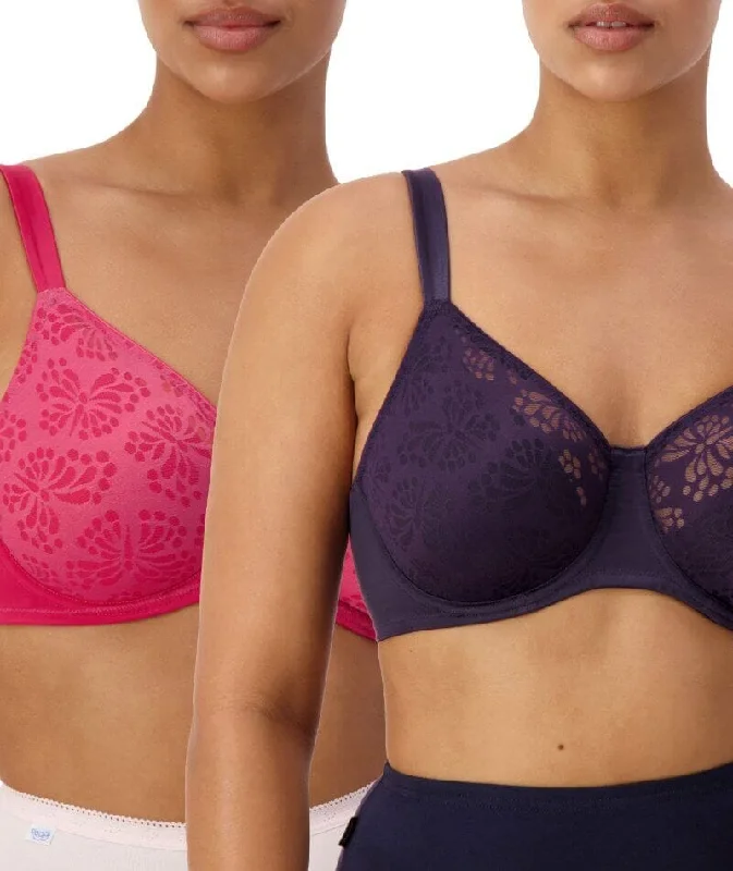 moisture wicking sports bras for sweaty workoutsTriumph Lacy Minimizer 2 Pack Bra - Red-Dark Combination