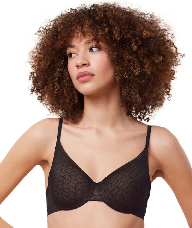 strapless lace bras for formal eventsTriumph Signature Sheer Underwired Padded Half Cup Bra - Black
