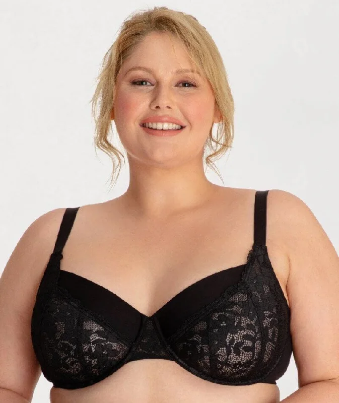 seamless sports bras for minimal chafingUnderbliss Lacey Balconette Underwire Bra - Black