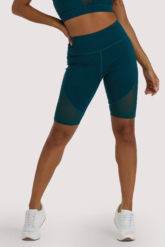 Bra with a wireless memory foam cup for ultimate comfort​ Teal Mesh Panel Shorts