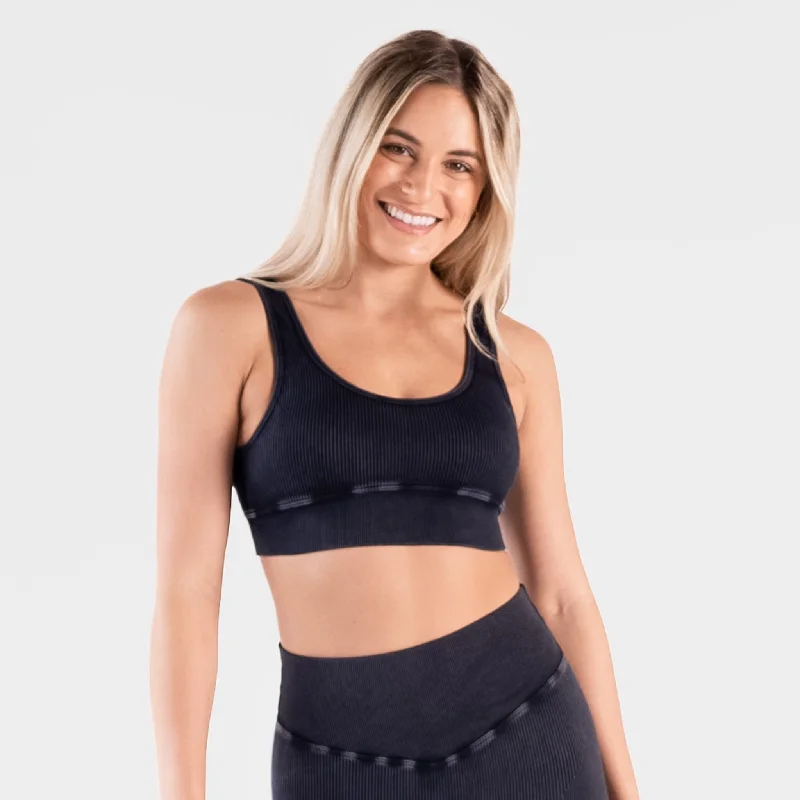 Ribbed Seamless Bra - Snow Wash Graphite - FINAL SALE