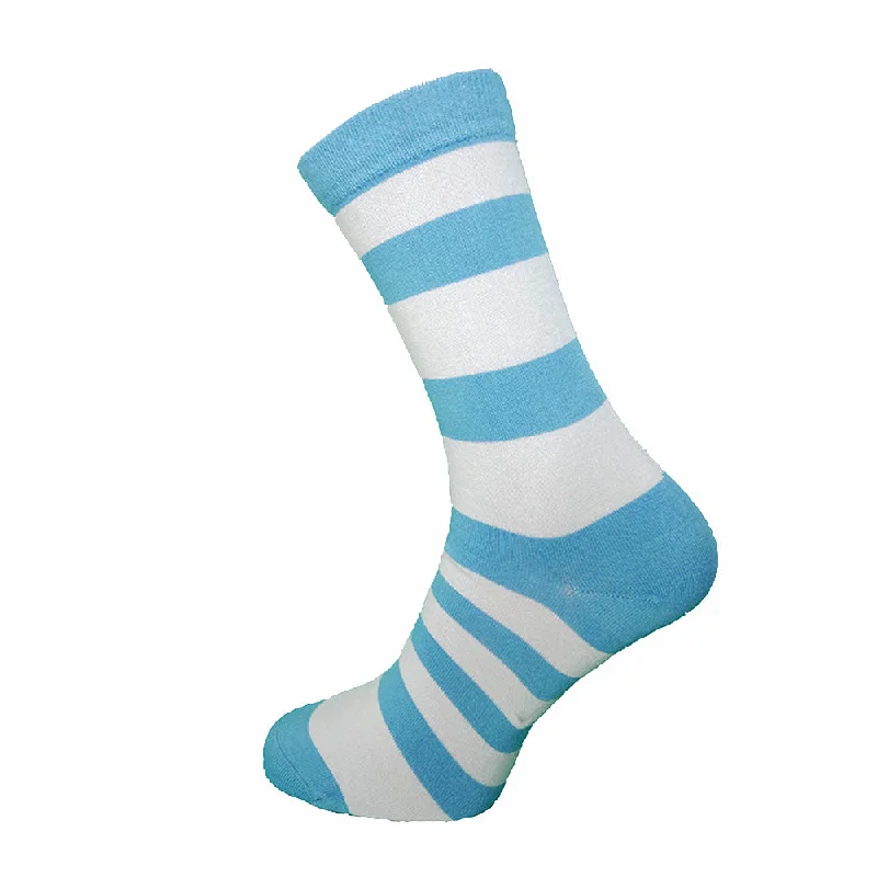 Blue and Cream Striped Bamboo Socks