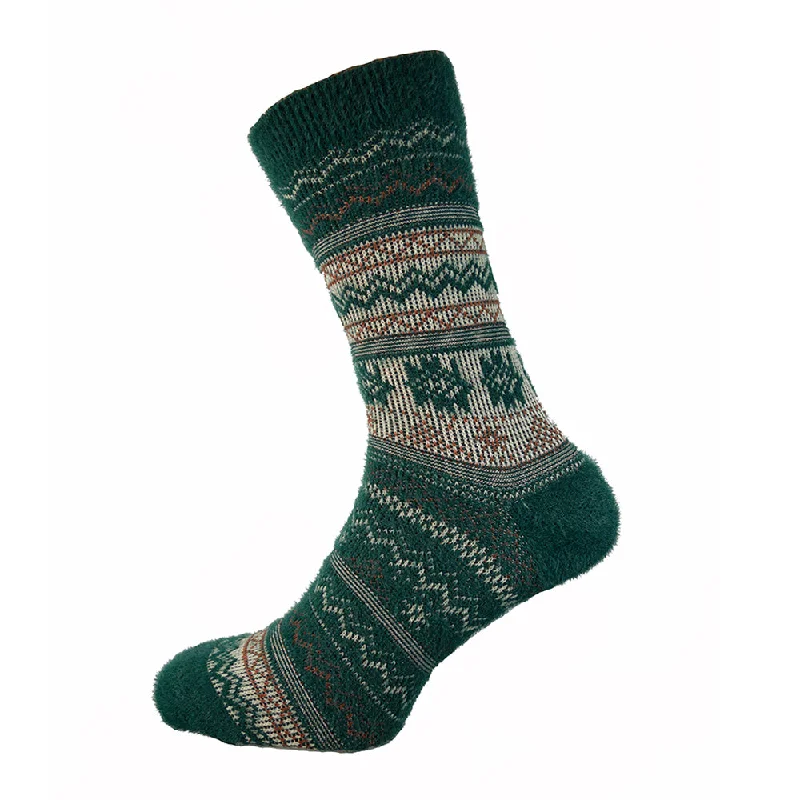 Green patterned wool blend socks