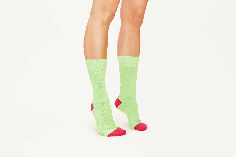 JAMES - Neon Green Bold Stripe Premium Cotton Mid-Calf Socks