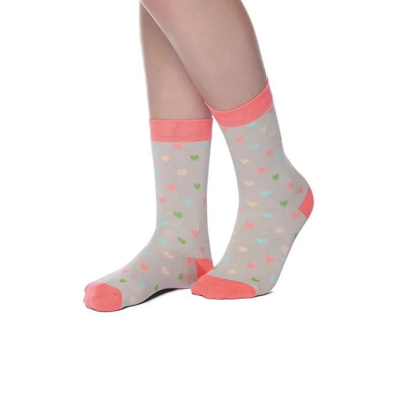 Grey Hearts Bamboo Socks