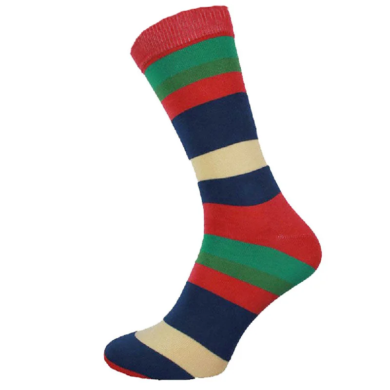 Wide Stripe Red Top Bamboo Socks